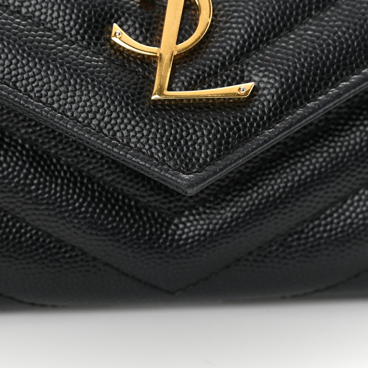 Grain De Poudre Matelasse Chevron Monogram Flap Wallet Black