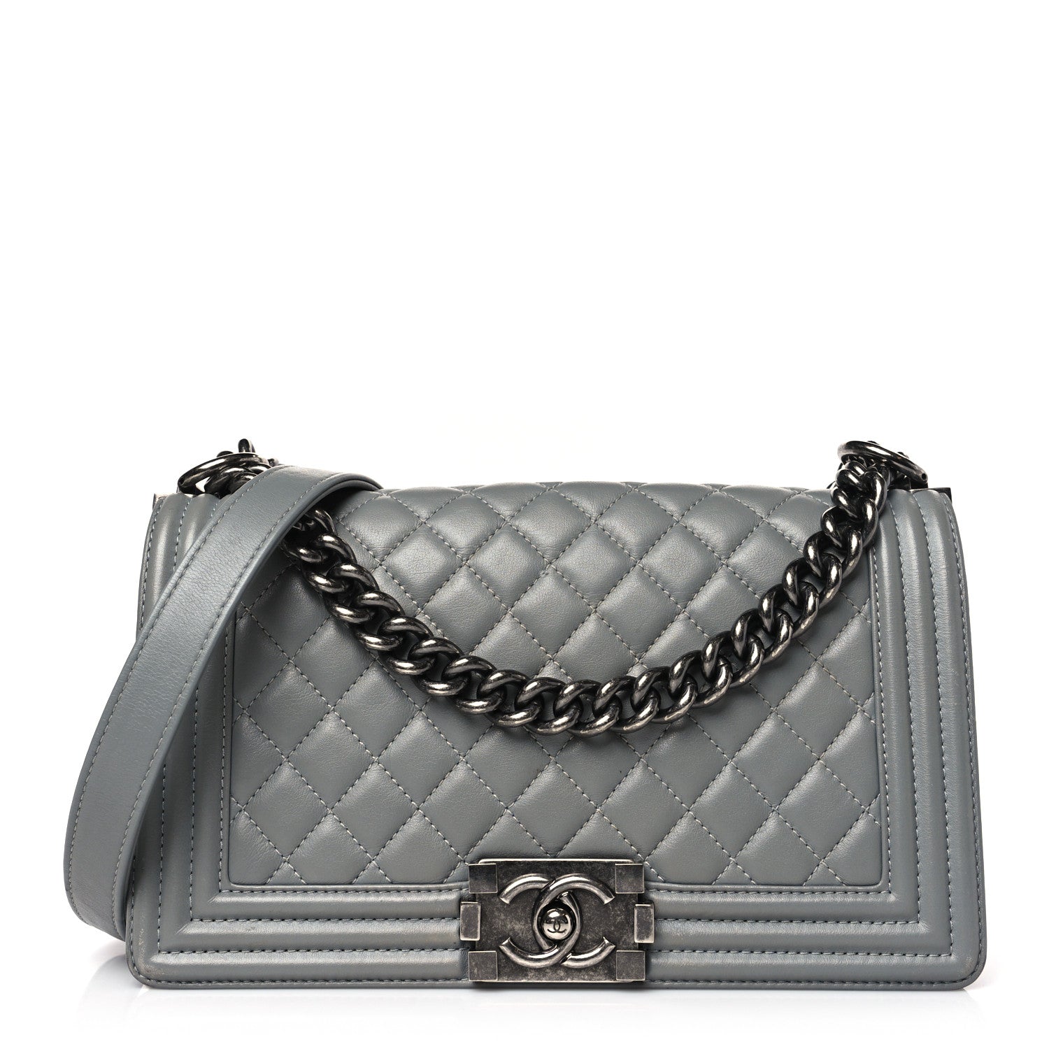 Chanel Lambskin Quilted Medium Boy Flap Grey 1 of 9