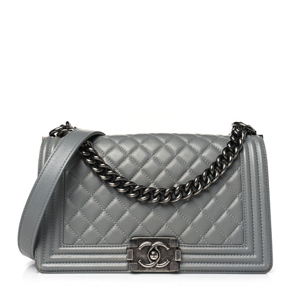 Chanel Lambskin Quilted Medium Boy Flap Grey 1 of 9