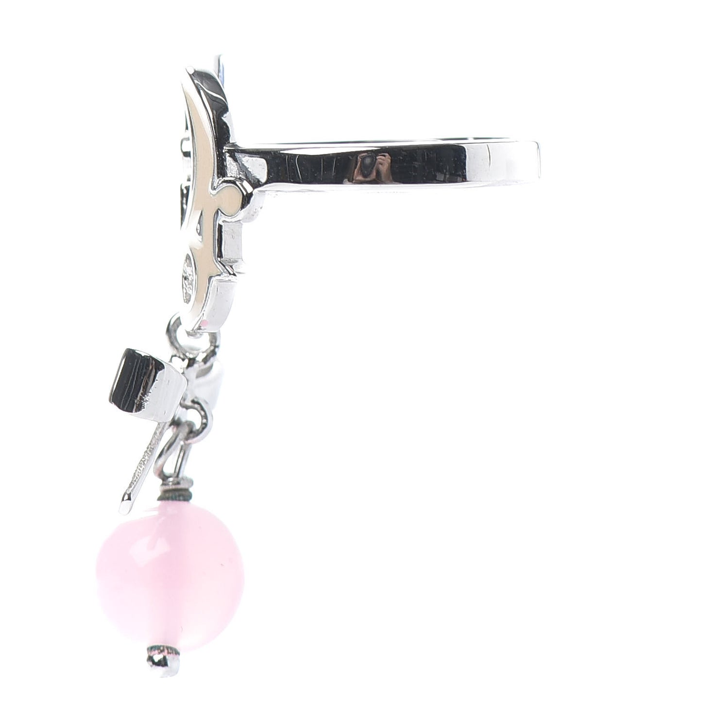 Enamel Bead Bow Ring 5 Silver