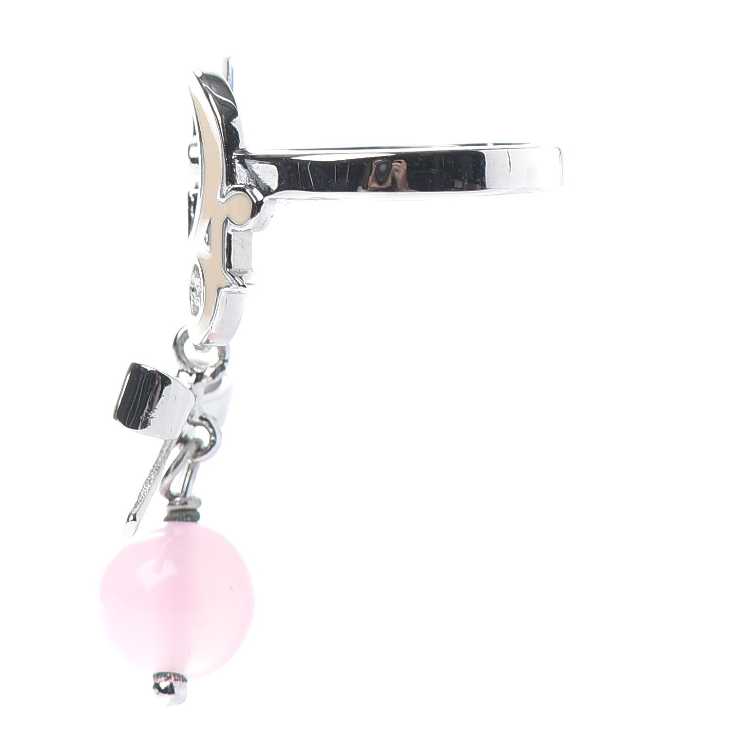 Christian Dior Enamel Bead Bow Ring 5 Silver 3 of 4