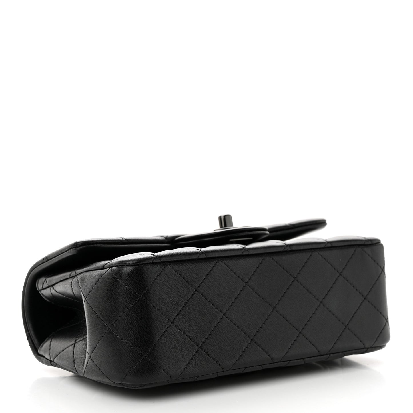 Lambskin Quilted Mini Top Handle Rectangular Flap So Black
