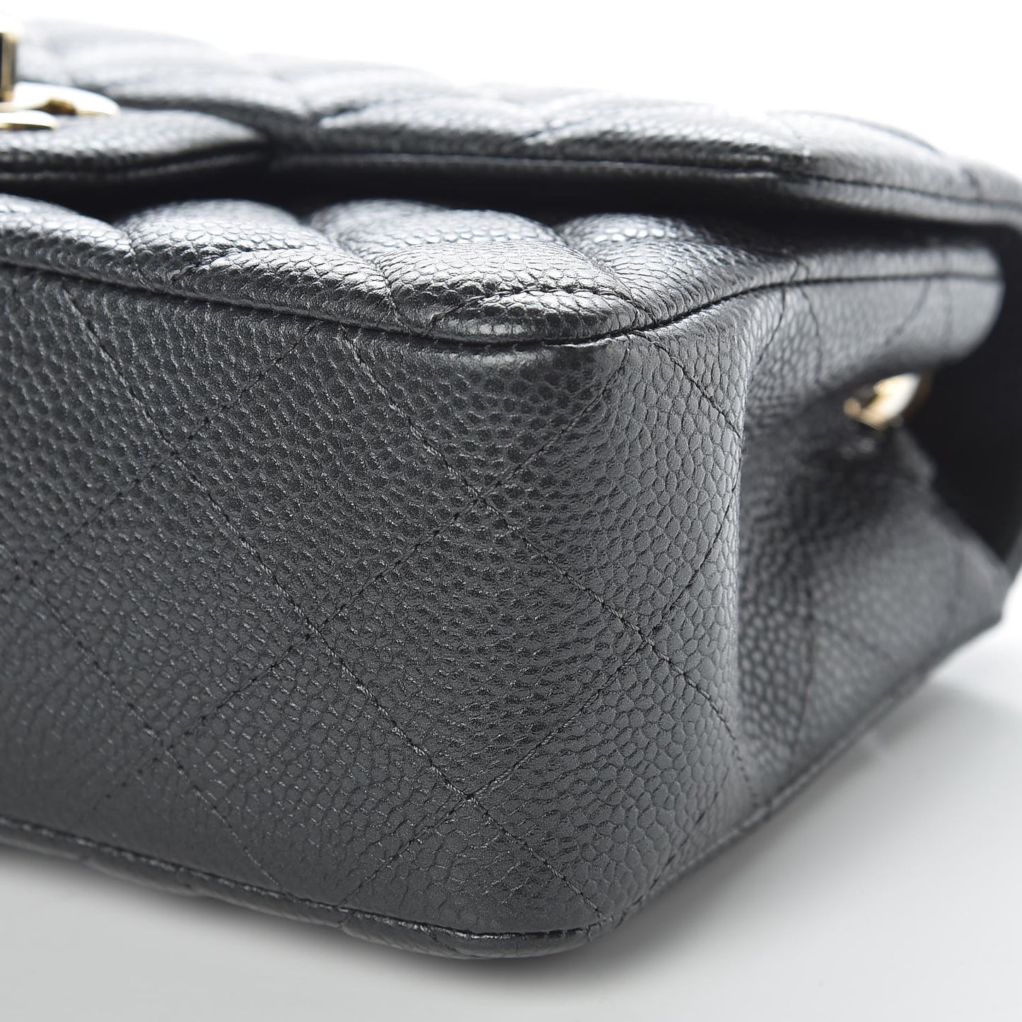 Caviar Quilted Mini Rectangular Flap Dark Charcoal