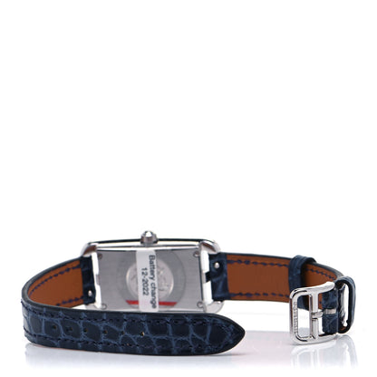Hermes Stainless Steel Alligator Diamond Mother of Pearl 20mm Nantucket Quartz Watch Bleu Saphir 5 of 7