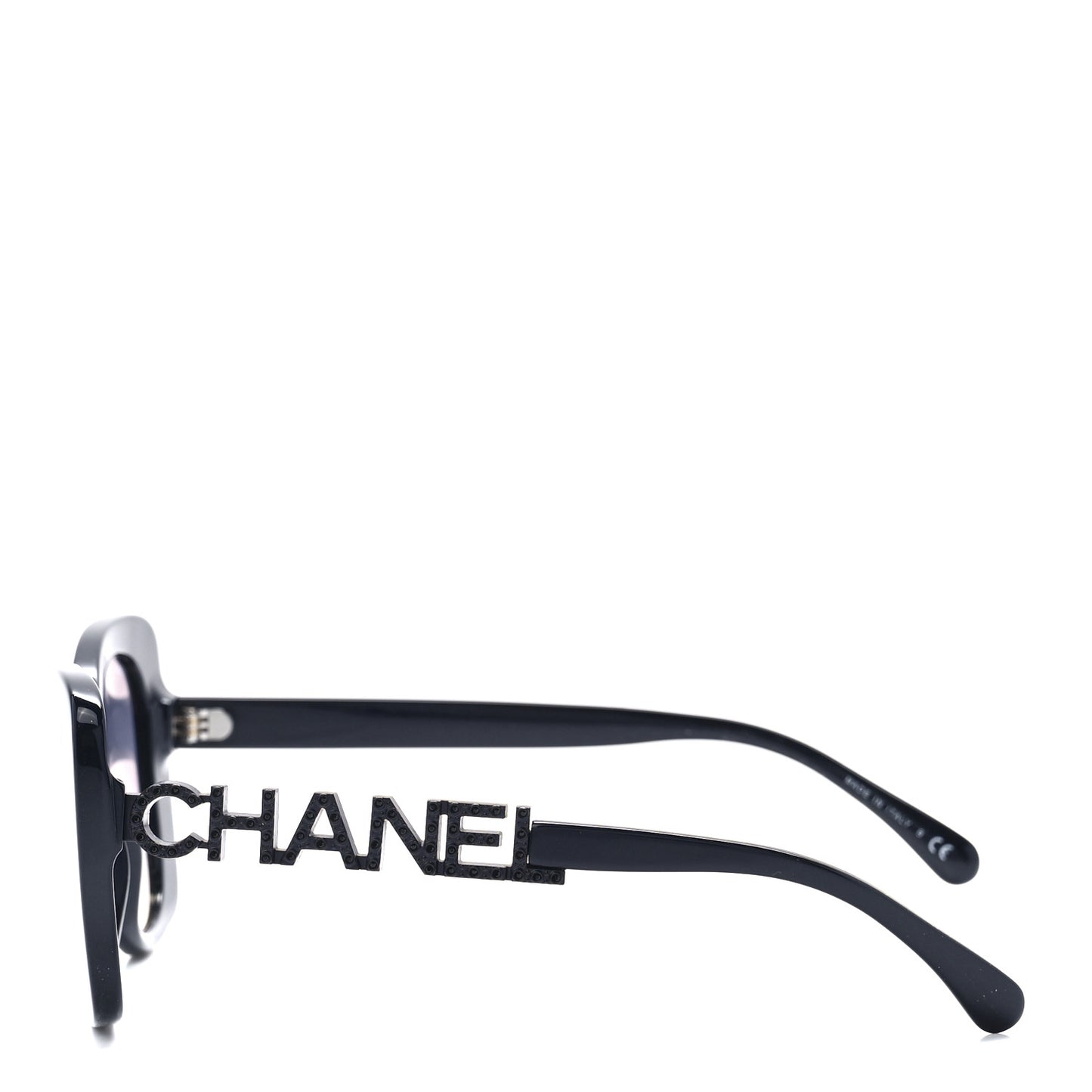 Acetate Strass Polarized Square Sunglasses 5422-B Black