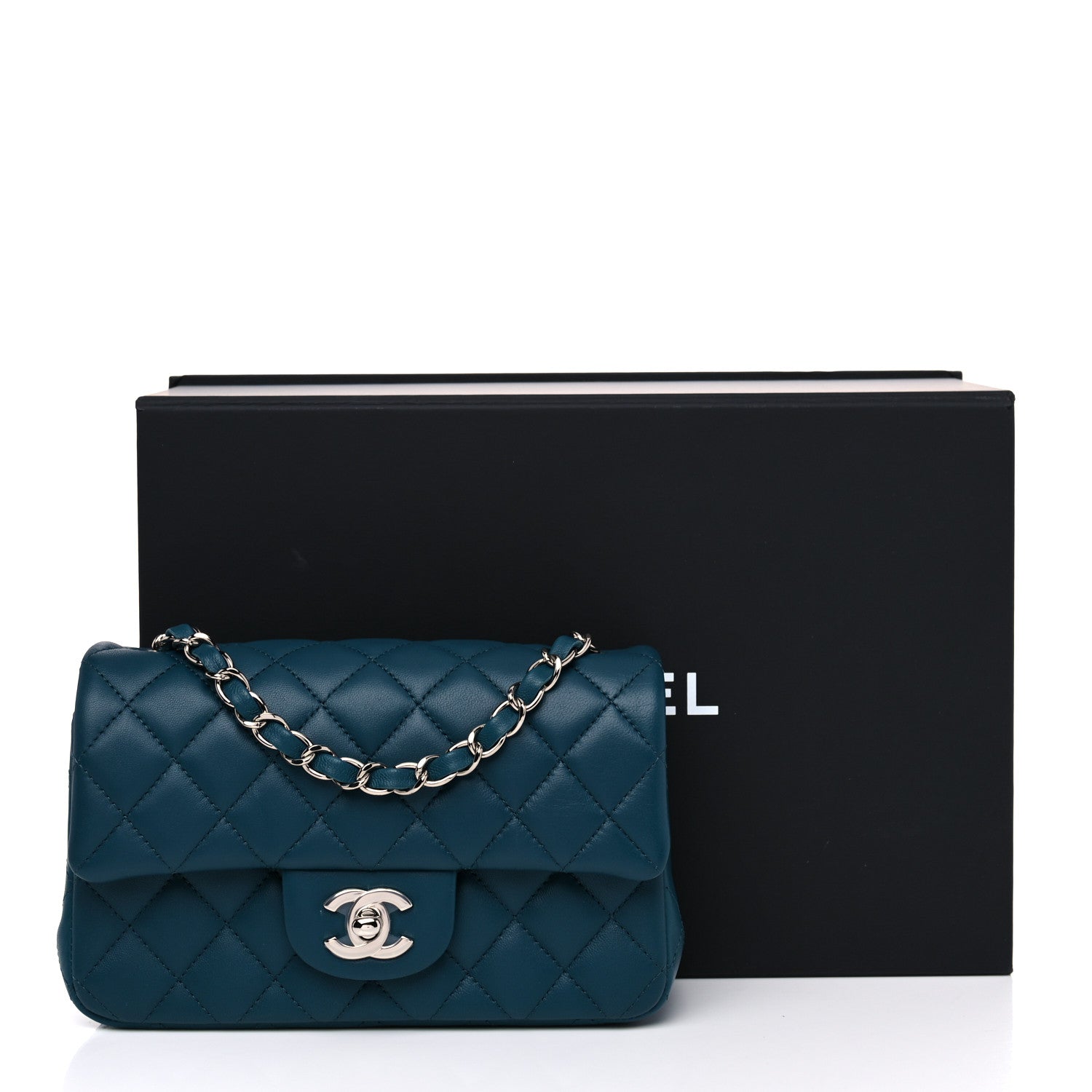 Chanel Lambskin Quilted Mini Rectangular Flap Dark Blue 10 of 10