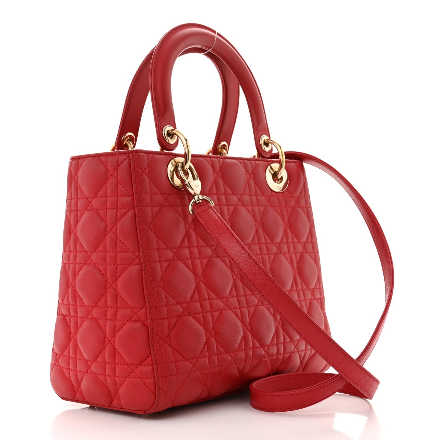 Lambskin Cannage Medium Lady Dior Red