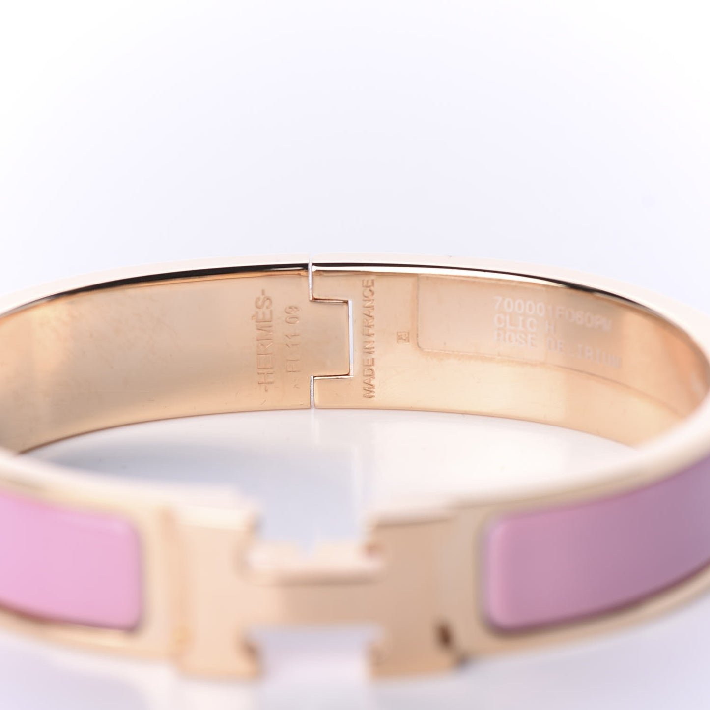 Enamel Narrow Clic Clac H Bracelet PM Rose Delirium