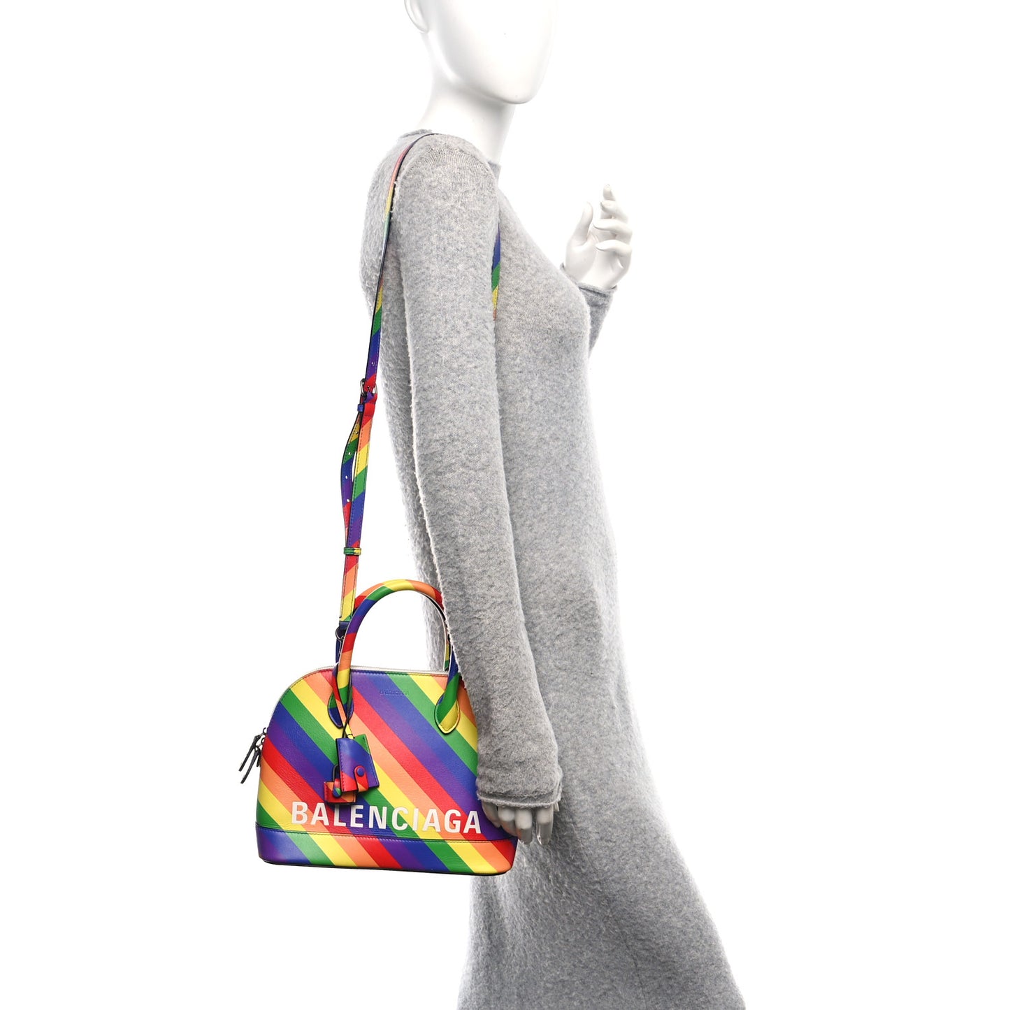 Smooth Calfskin Logo Rainbow S Ville Top Handle Bag Multicolor