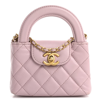 Chanel Shiny Aged Calfskin Quilted Mini Nano Kelly Shopper Light Pink 1 of 17
