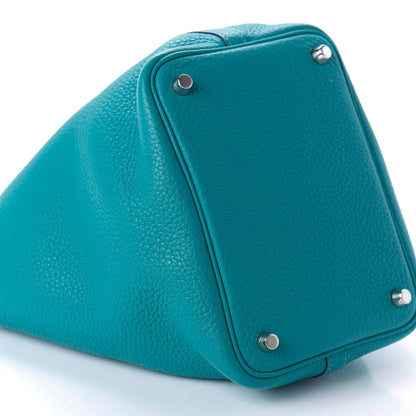 Hermes Taurillon Clemence Picotin Lock 18 PM Turquoise 6 of 9