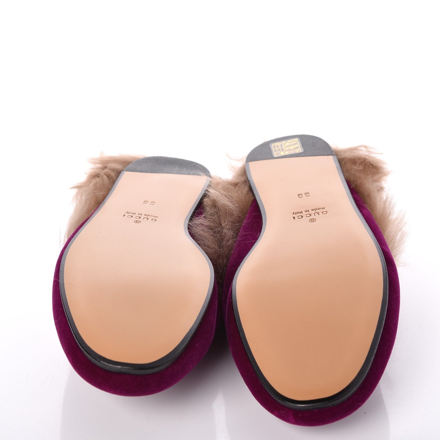 Velvet Fur Womens Princetown Slippers 38 Fucsia Violet Cyclamen Natural