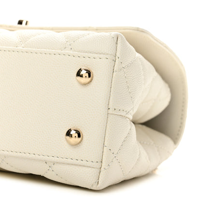 Chanel Caviar Quilted Mini Coco Handle Flap White 10 of 12