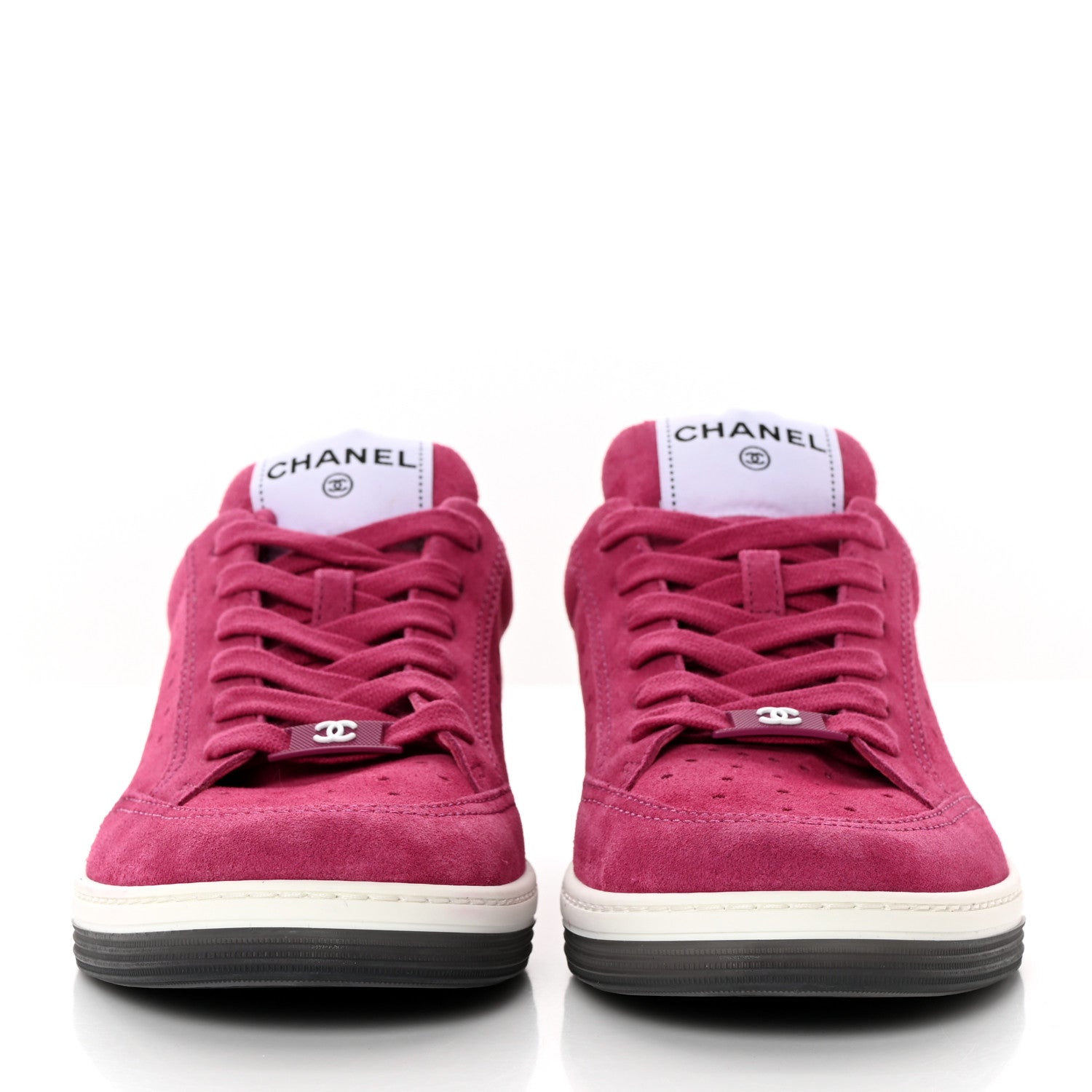 Chanel Suede Calfskin Logo Sneakers 39 Dark Pink 2 of 13