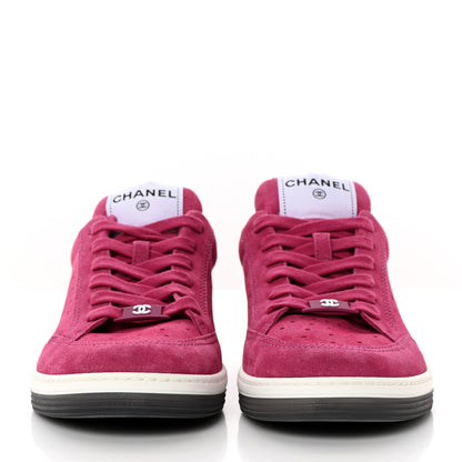 Chanel Suede Calfskin Logo Sneakers 39 Dark Pink 2 of 13
