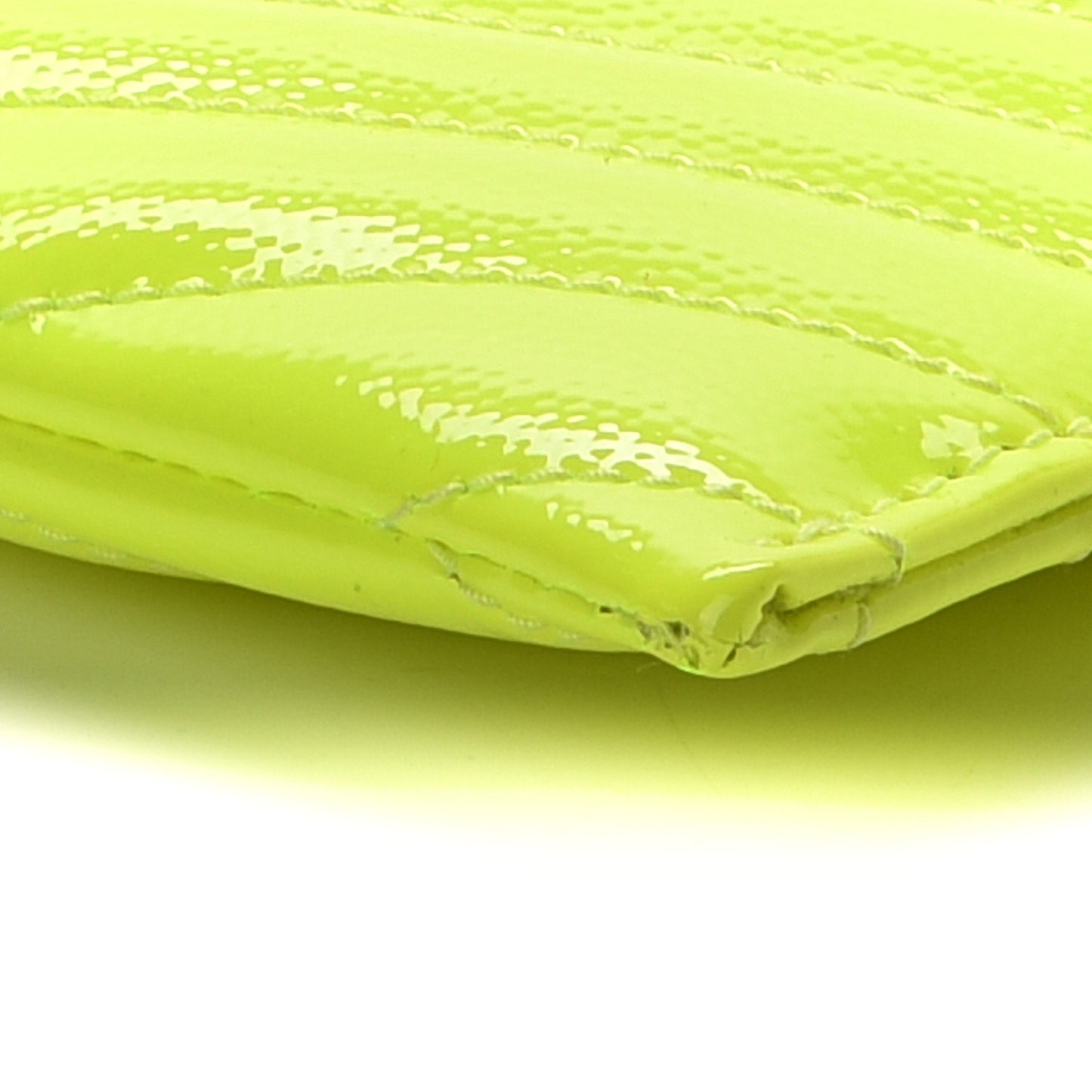 Patent Grain De Poudre Matelasse Chevron Monogram Bill Pouch Neon Yellow