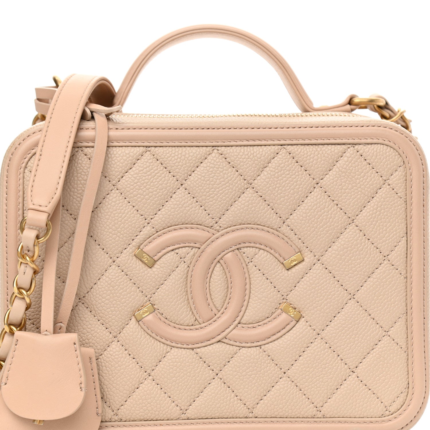Chanel Caviar Quilted Medium CC Filigree Vanity Case Beige 8 of 13