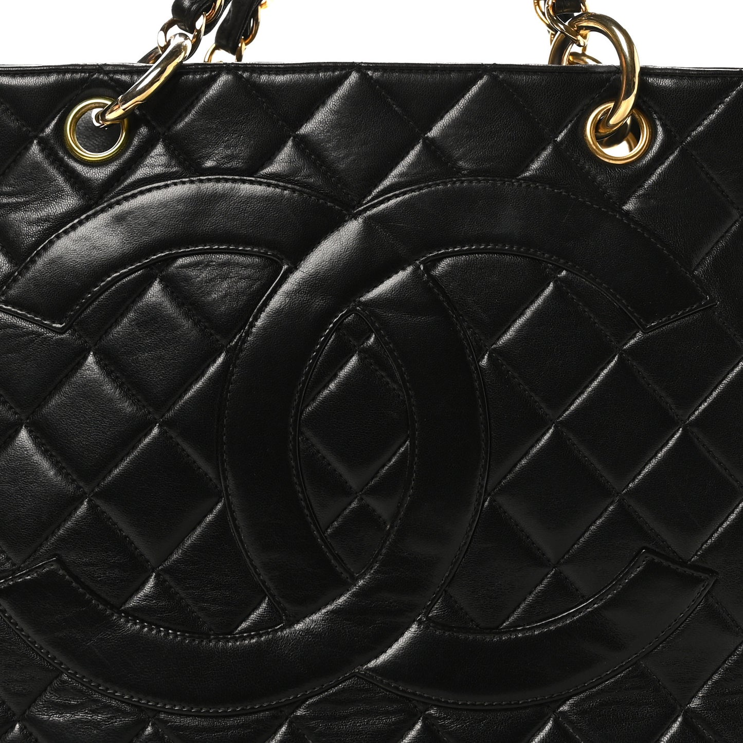 Lambskin Quilted Grand Shopping Tote GST Black