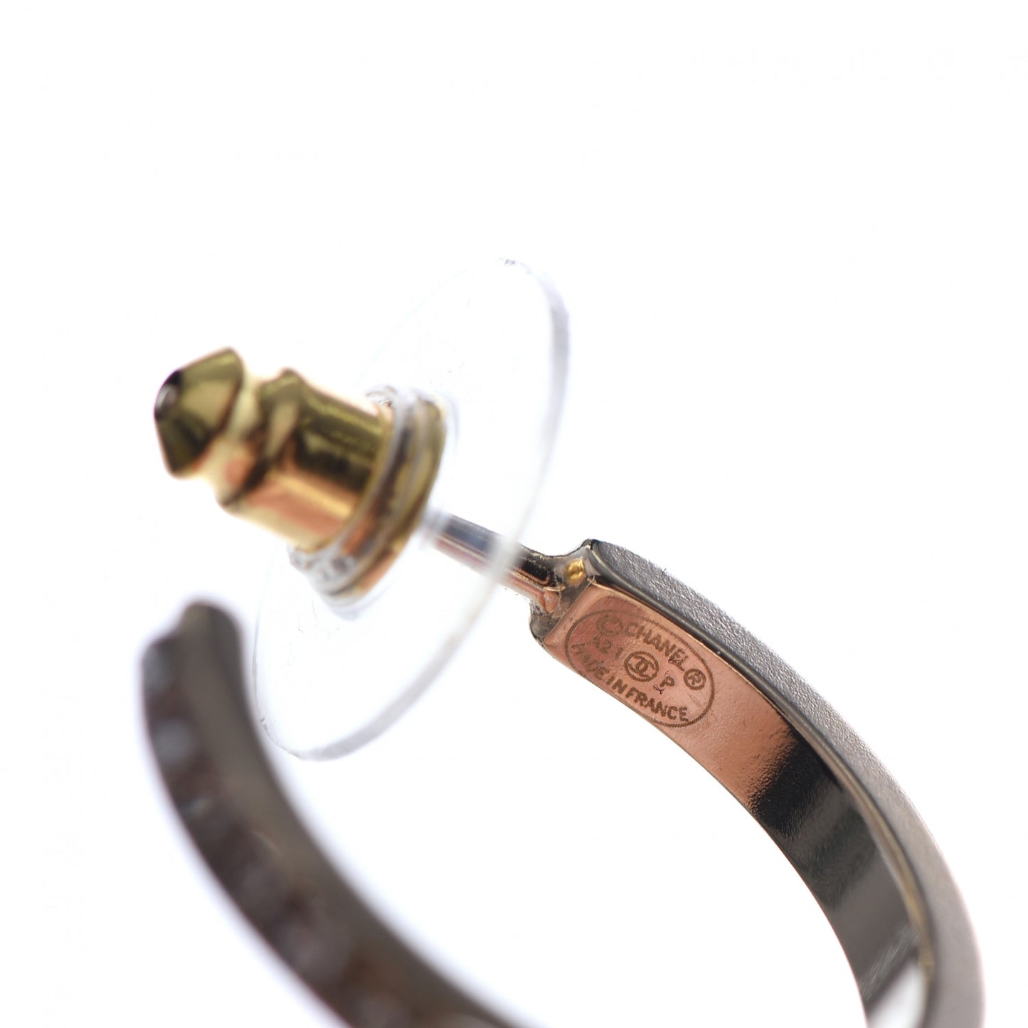 Crystal Lock Symbols CC Hoop Drop Earrings Gold