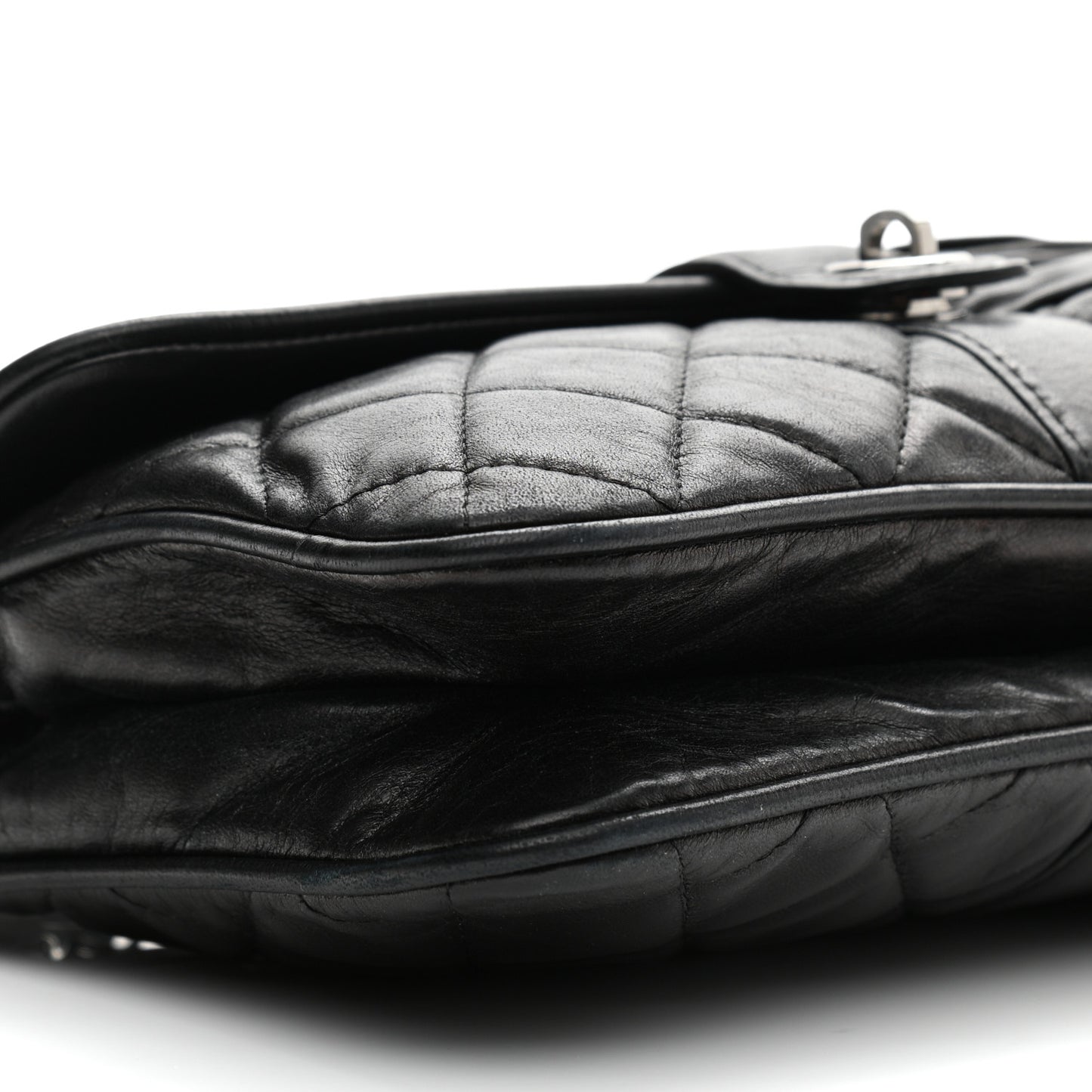 Lambskin Quilted Pile Ou Face Flap Black