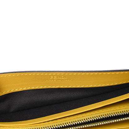 Fendi Vitello Cruise F is Fendi Bi-Color FF 1974 Embossed Continental Envelope Wallet Maya Black Sunflower 6 of 9