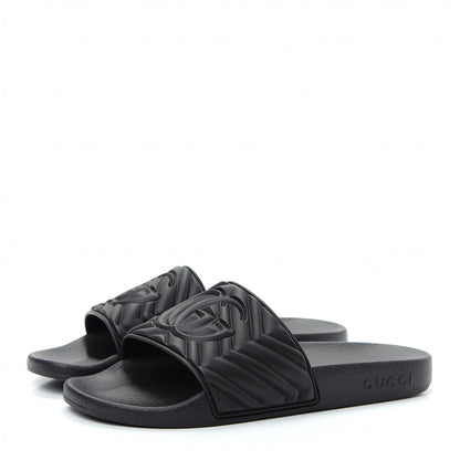 Gucci Rubber Matelasse Womens Slide Sandals 37 Black 3 of 11