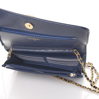 Chanel Caviar Quilted Boy Wallet On Chain WOC Navy 5 of 9