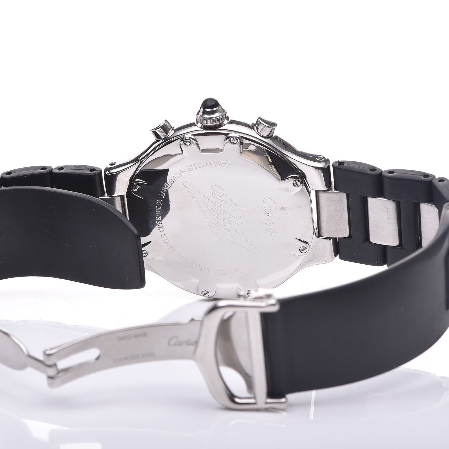 Cartier Stainless Steel Rubber 38mm Must 21 Chronoscaph Quartz Watch Black 4 of 5