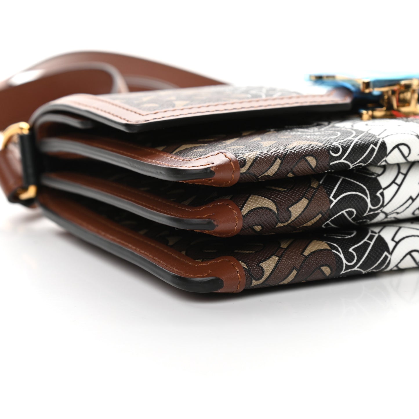 E-Canvas Monogram Stripe Small TB Bag Bridle Brown