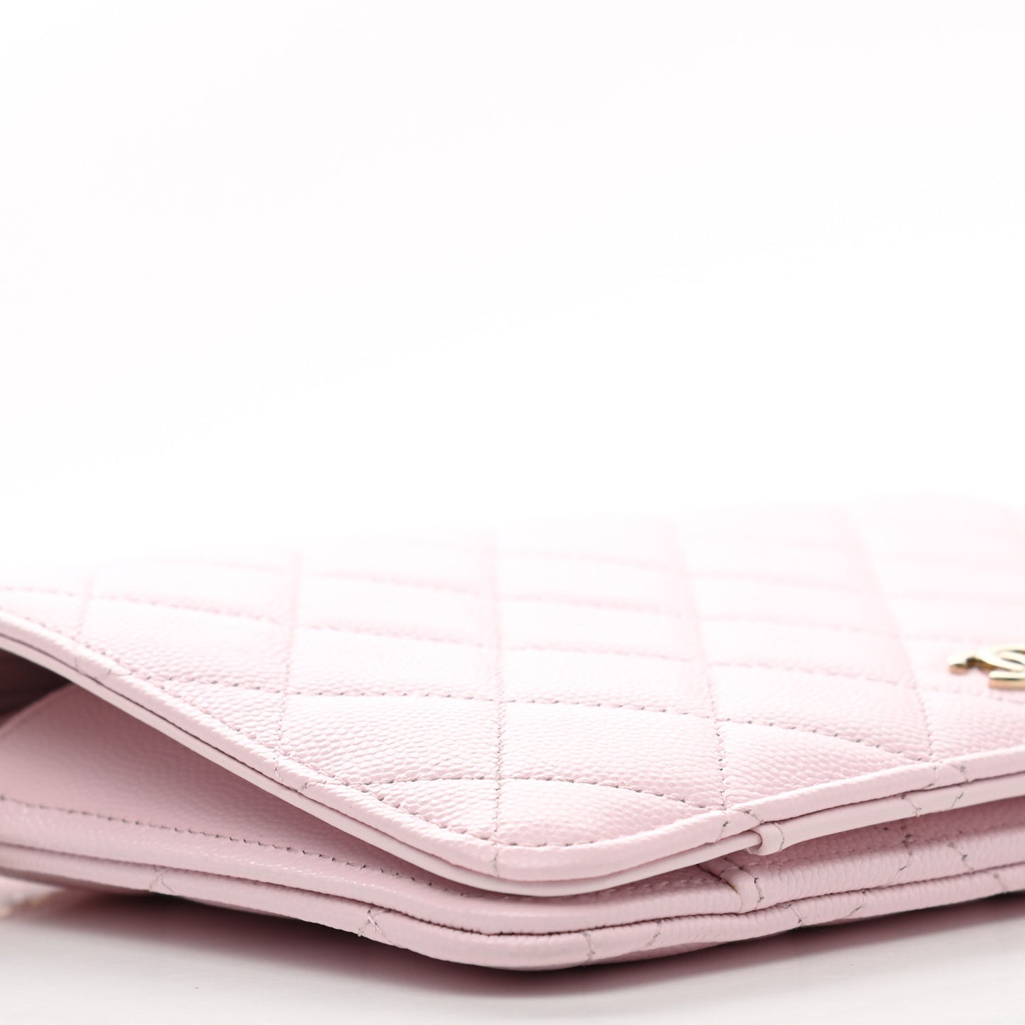 Caviar Stitched Wallet On Chain WOC Light Pink