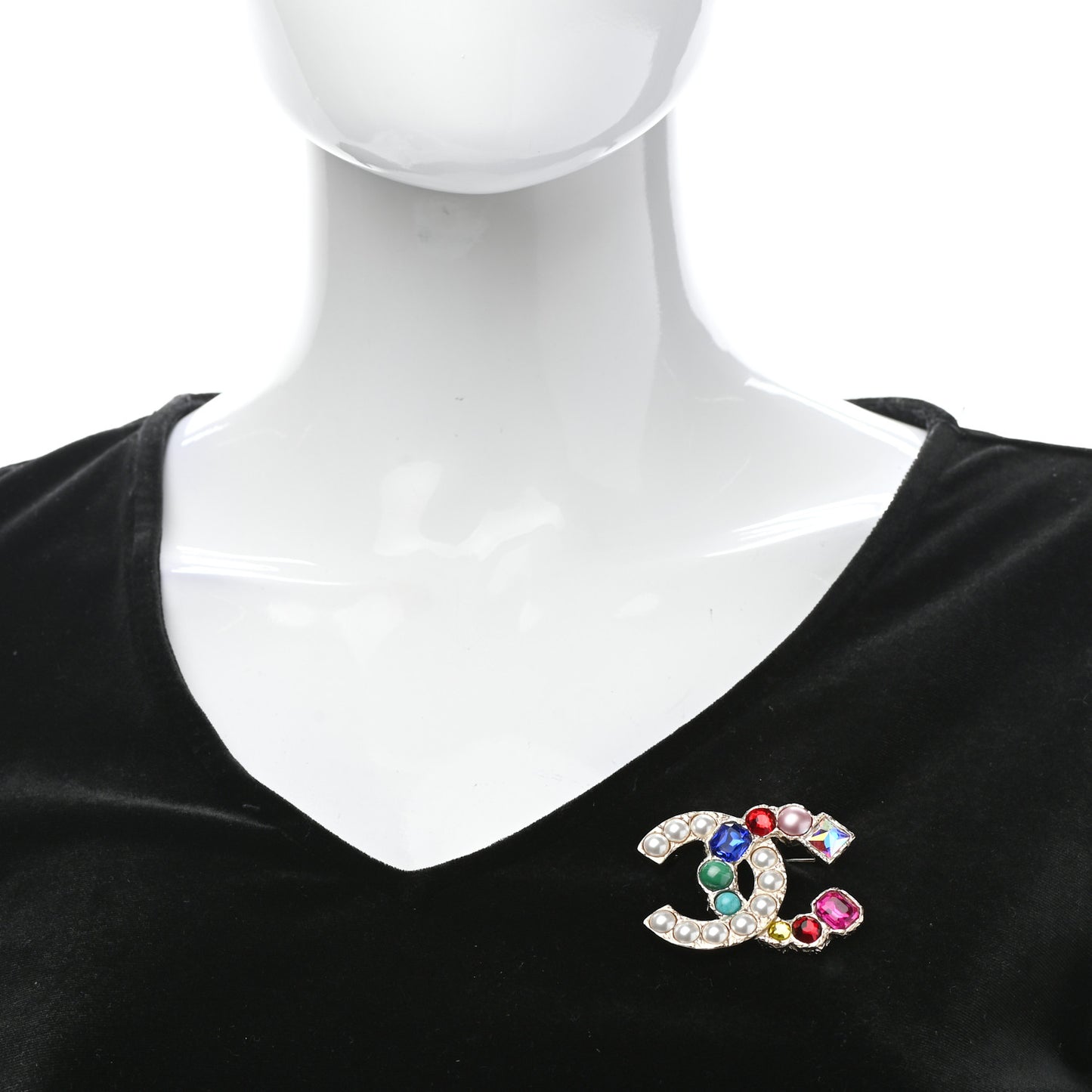 Pearl CC Crystal Brooch Gold Multicolor