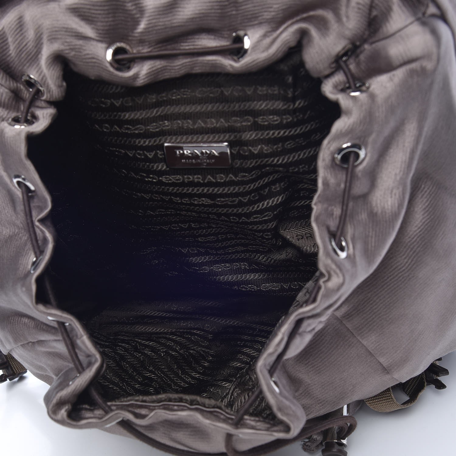 Prada Satin Double Buckle Backpack Fumo 5 of 18