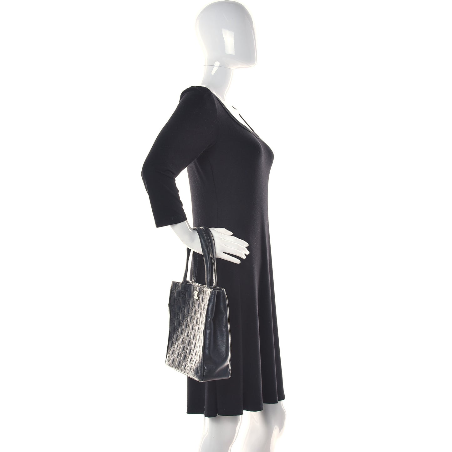 Lambskin Precious Symbols Shopping Tote Black
