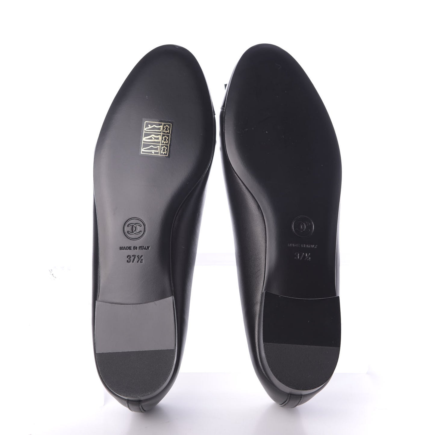 Lambskin Cap Toe Ballerina Flats 37.5 Black