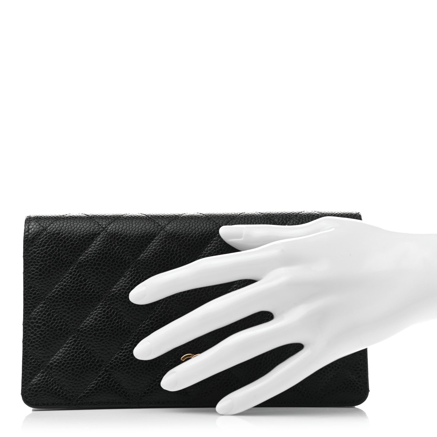Chanel Caviar Quilted Yen Wallet Black 2 of 8