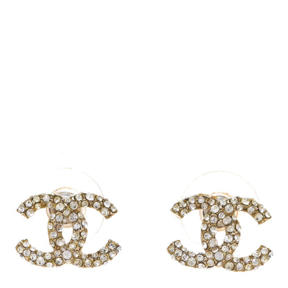 Chanel Crystal Timeless CC Earrings Light Gold 1 of 5