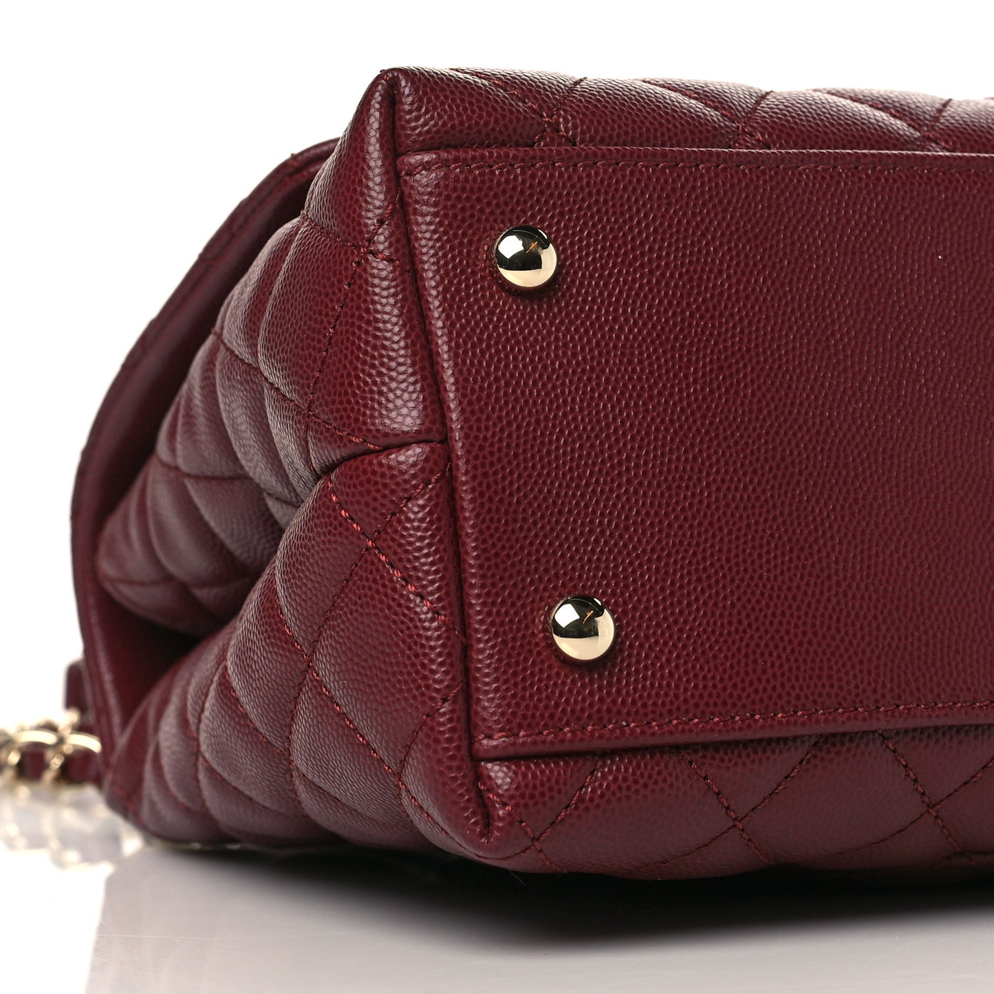 Caviar Quilted Small Coco Handle Flap Burgundy