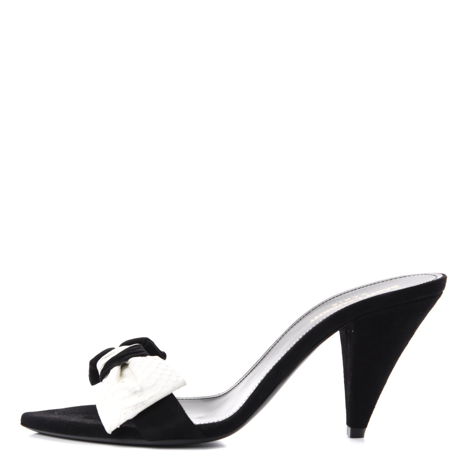 Saint Laurent Suede Snakeskin Ayers Sandals 38.5 Black White 1 of 11