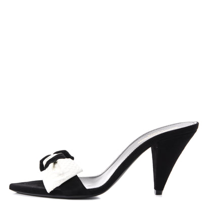 Saint Laurent Suede Snakeskin Ayers Sandals 38.5 Black White 1 of 11