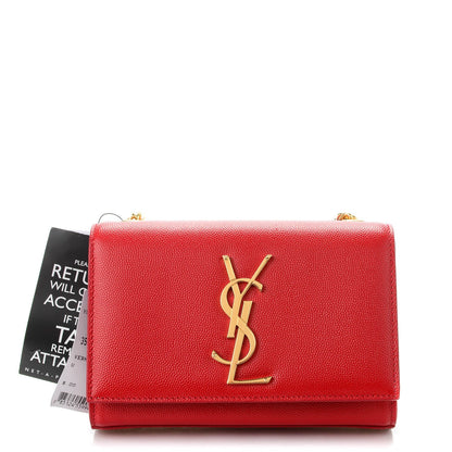 Saint Laurent Grain De Poudre Small Classic Monogram Satchel Vermillion 1 of 7
