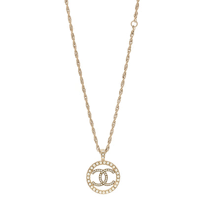 Chanel Pearl CC Round Pendant Necklace Gold 1 of 4