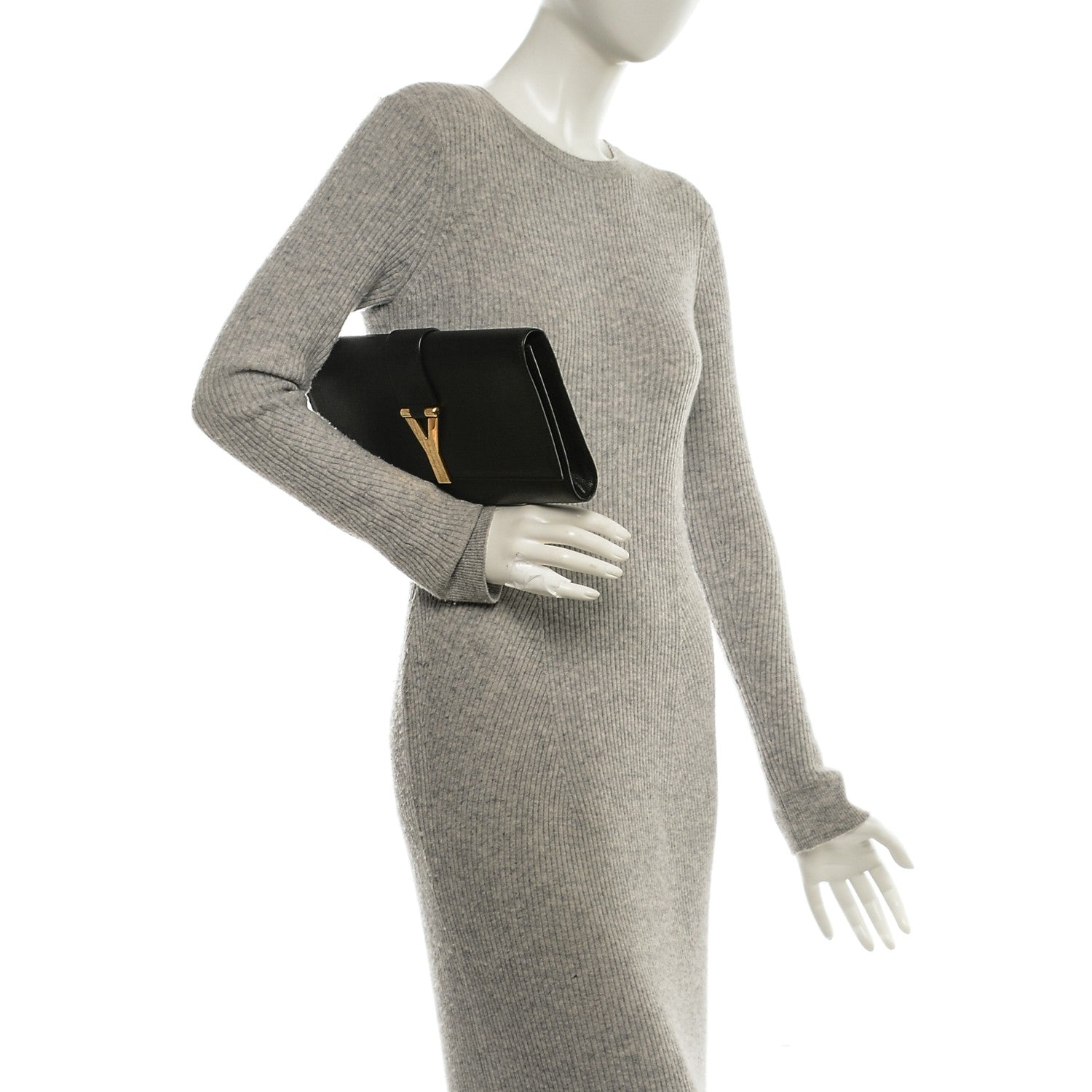Saint Laurent Textured Calfskin Y Ligne Clutch Black 2 of 6