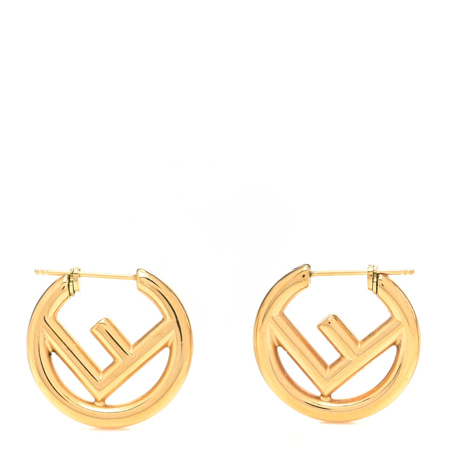 Metal FF Hoop Earrings Gold