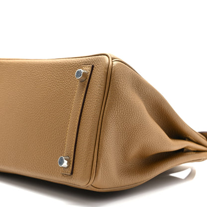 Hermes Togo Verso Birkin 25 Bronze Dore Bleu Brume 7 of 9