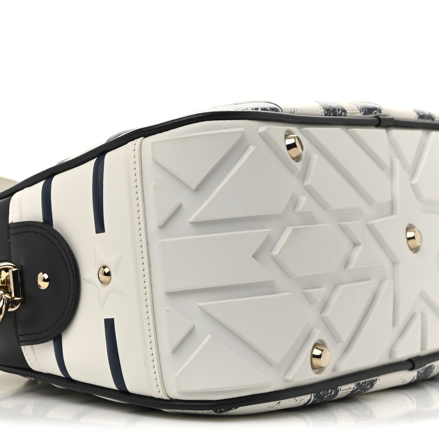 Christian Dior Calfskin Star Medium Dior Vibe Zip Bowling Bag White Blue 9 of 12