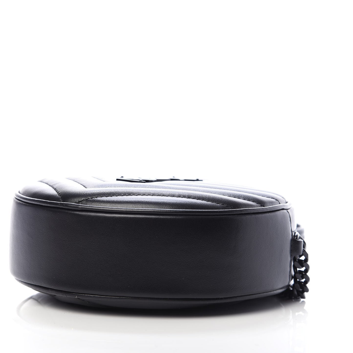 Calfskin Matelasse Chevron Round Vinyle Camera Bag Black