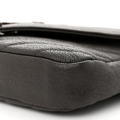 Saint Laurent Sheepskin Matelasse Chevron Monogram College Chain Wallet Coal 9 of 10