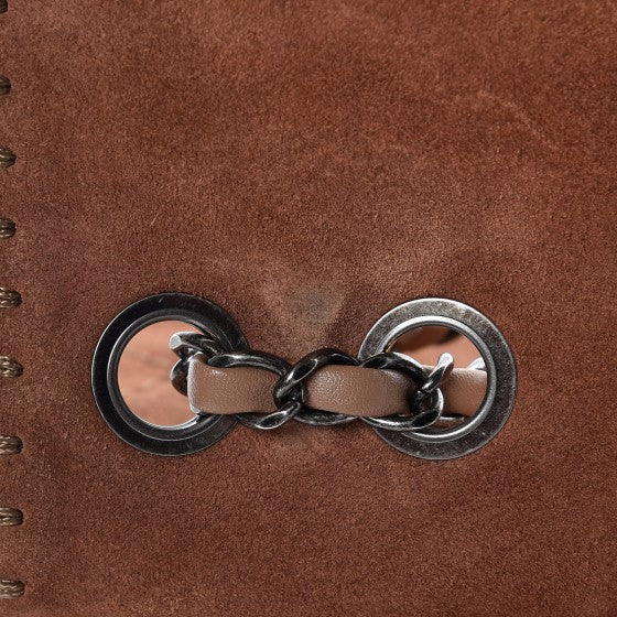 Suede Calfskin Stitch Flap Light Brown