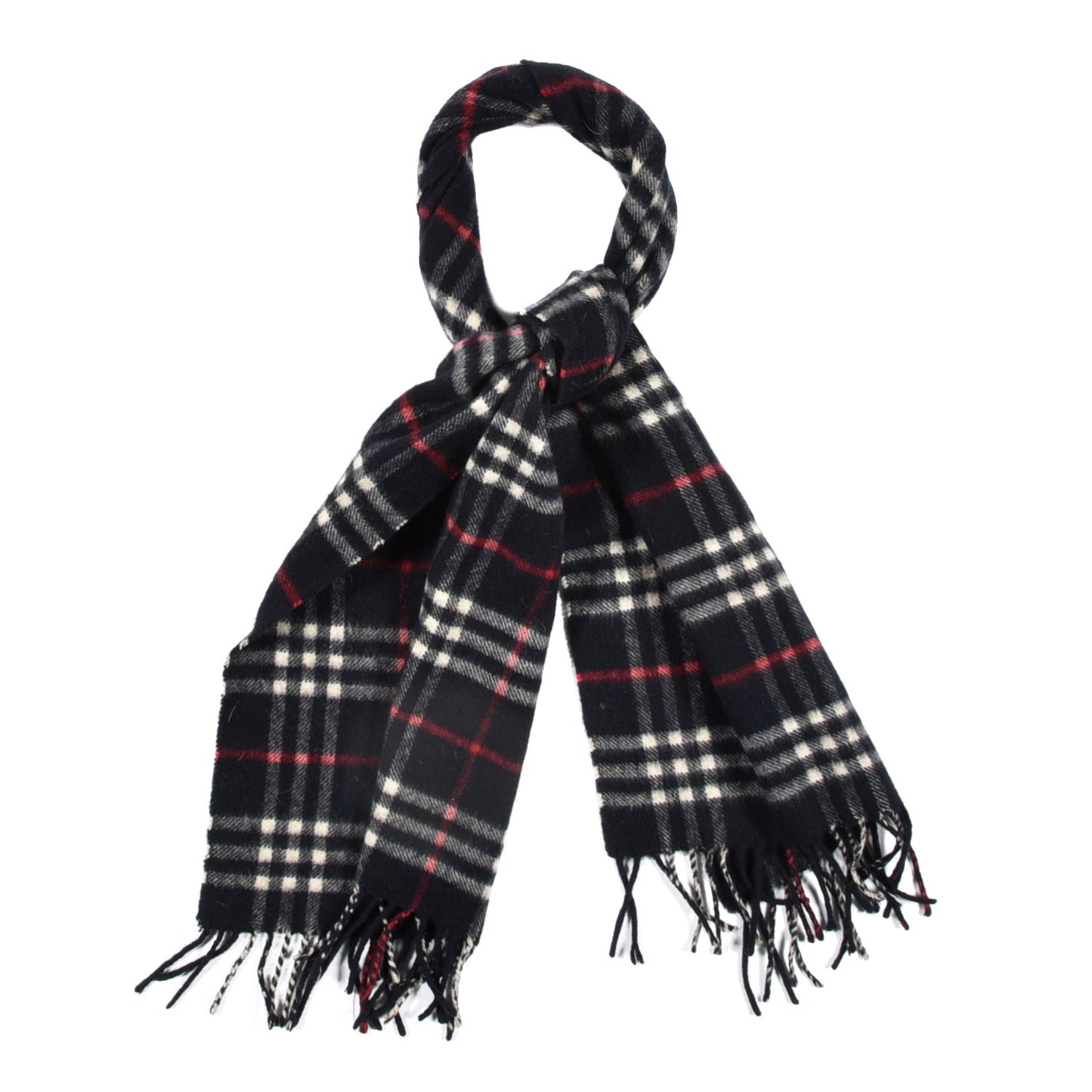 Cashmere Vintage Check Icon Stripe Scarf Black