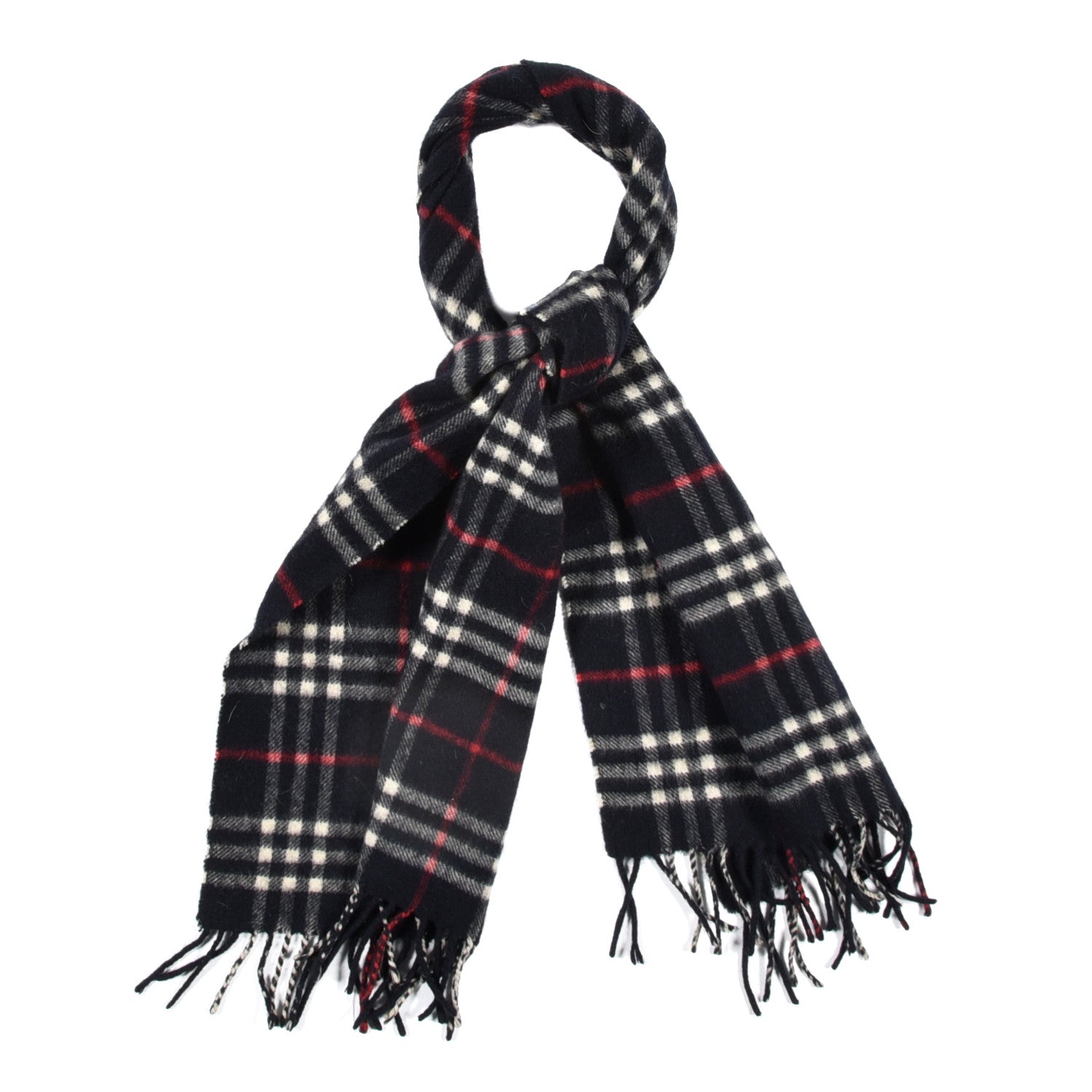 Burberry Cashmere Vintage Check Icon Stripe Scarf Black 1 of 4
